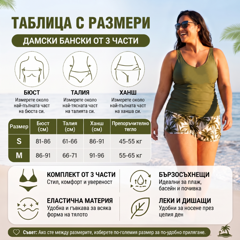 🔥✨ PRODANO U VIŠE OD 50.000 PRIMJERAKA! 🎁Ženski trodijelni tankini kupaći kostim s kratkim hlačicama