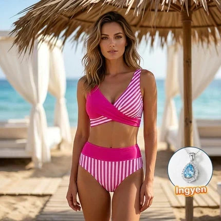 zaslona 🔥 S-3XL 👙 Dvodijelni kupaći kostim s blokovima boja i prugama 🌊🏖️ 🔥 S-3XL 👙 Dvodijelni kupaći kostim s blokovima boja i prugama 🌊🏖️