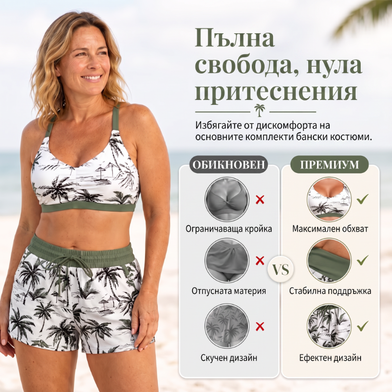 🔥✨ PRODANO U VIŠE OD 50.000 PRIMJERAKA! 🎁Ženski trodijelni tankini kupaći kostim s kratkim hlačicama