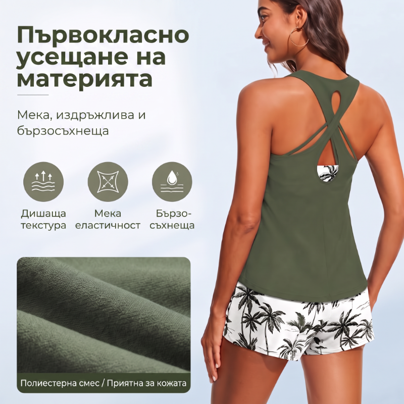 🔥✨ PRODANO U VIŠE OD 50.000 PRIMJERAKA! 🎁Ženski trodijelni tankini kupaći kostim s kratkim hlačicama