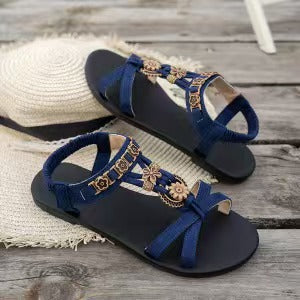 🍀Ženske ravne sandale s okruglim vrhom, prozračne👡