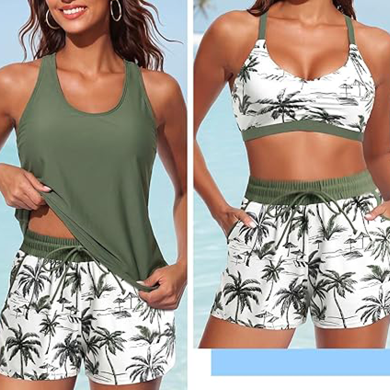 🔥✨ PRODANO U VIŠE OD 50.000 PRIMJERAKA! 🎁Ženski trodijelni tankini kupaći kostim s kratkim hlačicama