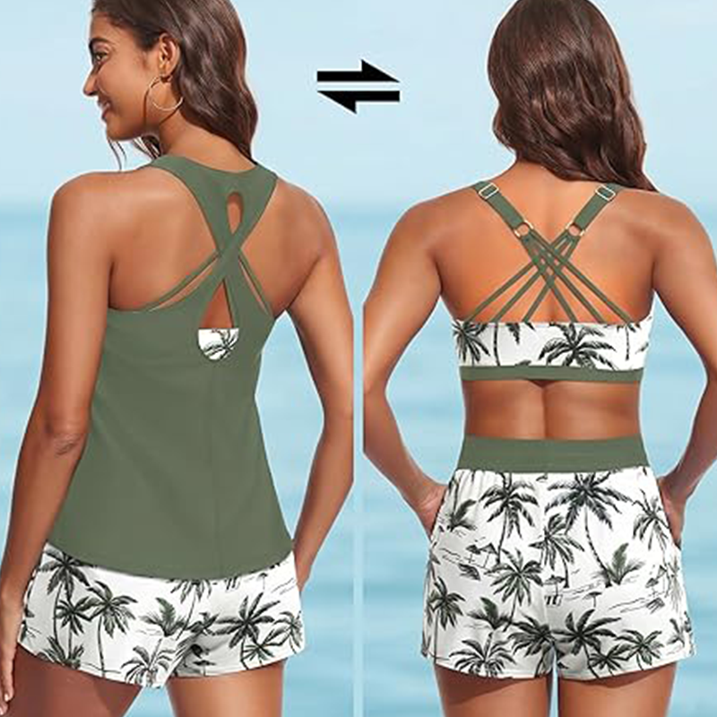 🔥✨ PRODANO U VIŠE OD 50.000 PRIMJERAKA! 🎁Ženski trodijelni tankini kupaći kostim s kratkim hlačicama